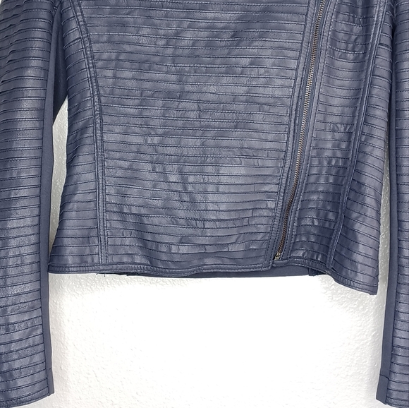 Vintage 100% Genuine Leather Asymmetrical Contrast Paneling Sz S Moto Jacket - Picture 8 of 14